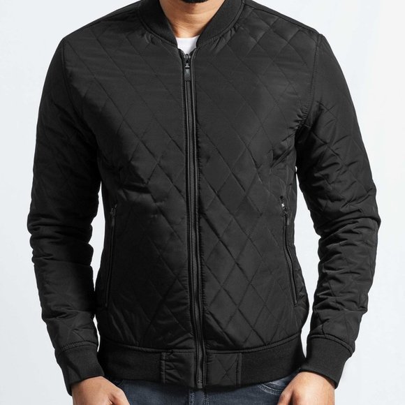 OLGYN Other - OLGYN Men Quilted Black Bomber Faux Leather Jacket